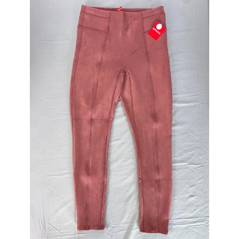 Spanx Faux Suede Pull On Leggings In Rich Rose. Women's Size XSP, NWT!! - Picture 1 of 5